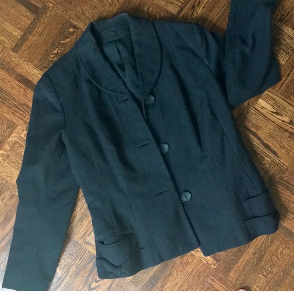 Vintage Black Wool Blazer 1950s